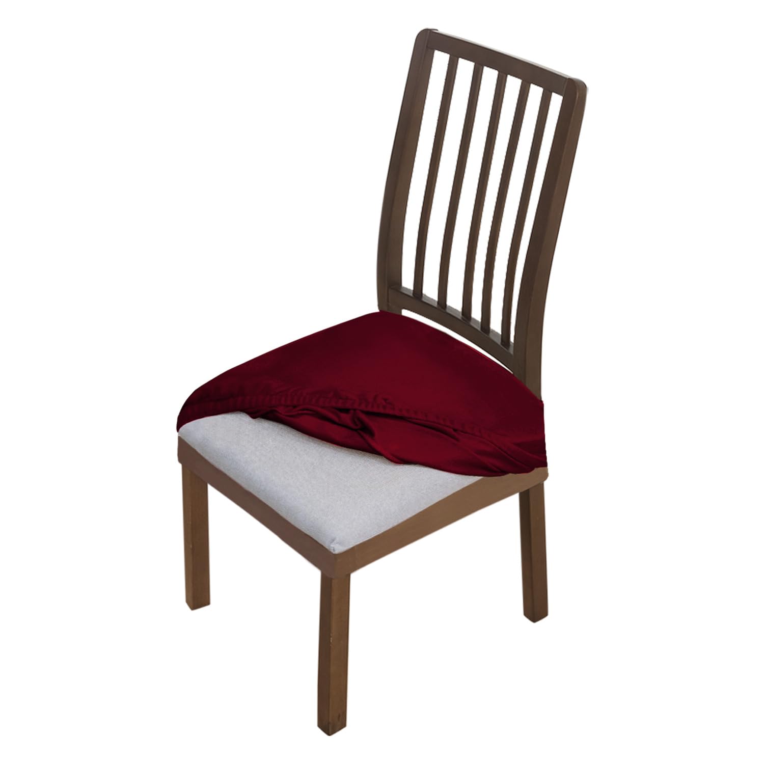 Hokipo Original Velvet Dining Chair Seat Cover, Stretch Fitted, Removable Washable Furniture Protector Slipcovers, Set Of 1, Bur