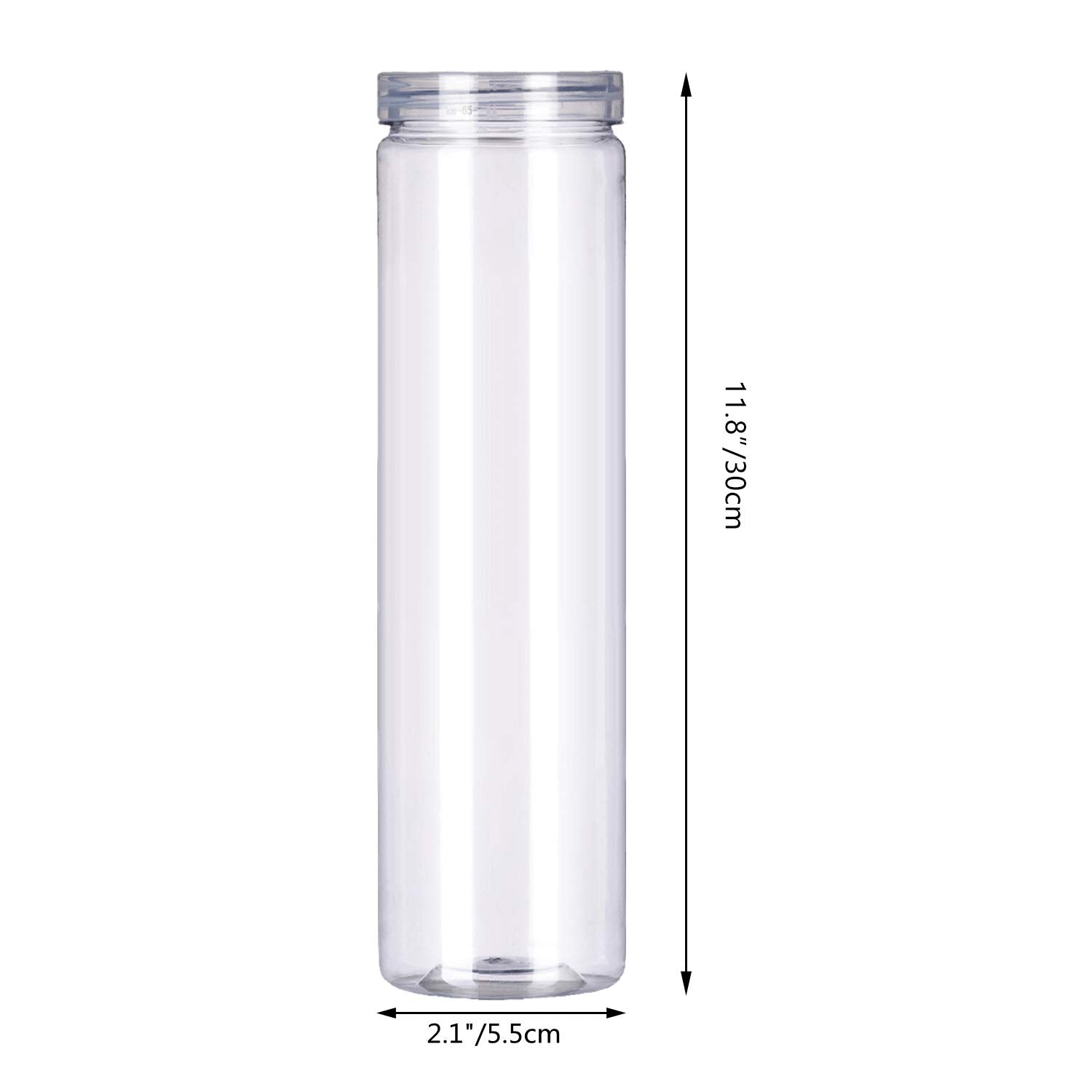 Feoowv Set Of 3Pcs Clear Plastic Food Storage Jar With Lid, Round Transparent Skinny Storage Container For Spaghetti, Pasta And