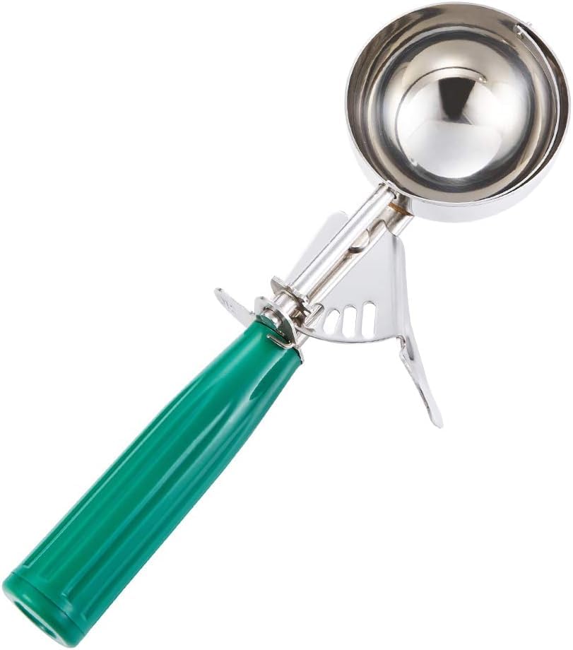 Fayomir 2.75 oz Scoop, Ice Cream Scoop with Trigger, #12 Cookie Scoop, Disher Scoop, Green Handle, Portion Scoop for Ice Cream, 