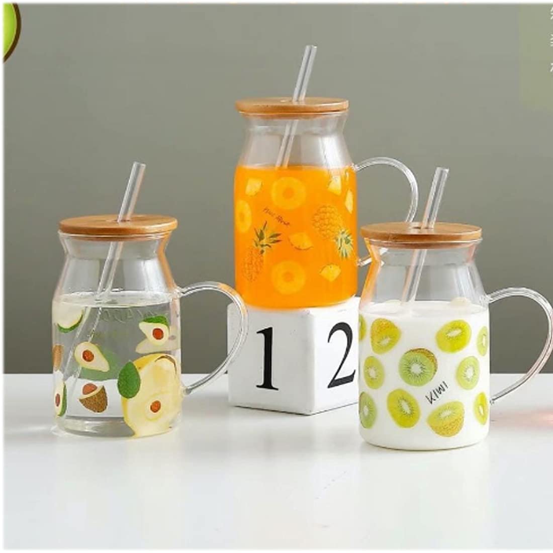 Tiaara Tiaara Borosilicate Glass Mug With Straw And Lid Pack Of 1, Transparent, 5.5 In