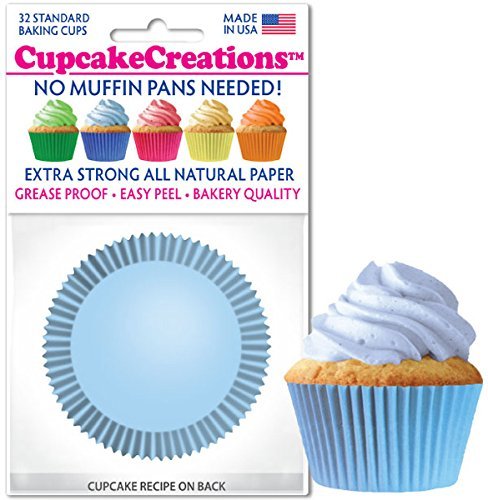 Cupcake Creations 2'' Baking Cups Light Blue 32 Pack No Muffin Pan Needed 8863