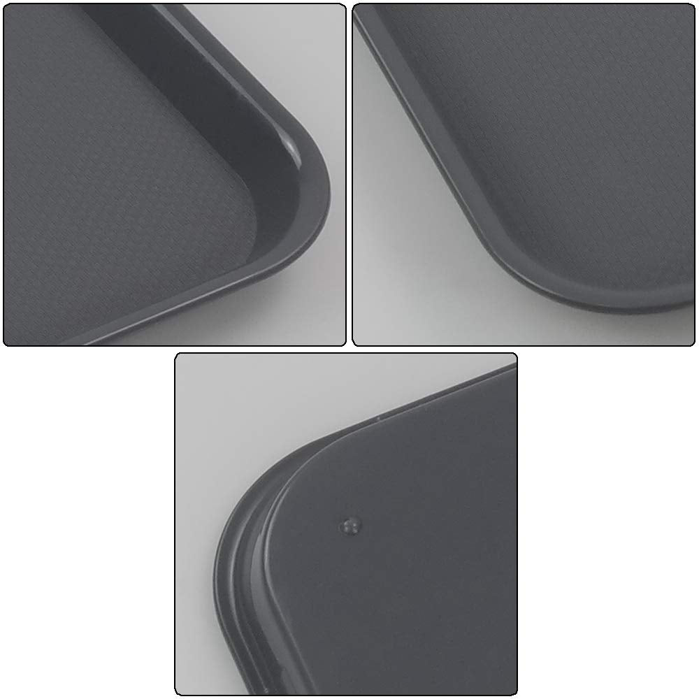 Nesmilers Plastic Fast Food Trays, Cafeteria Trays, 4 Pack Serving Trays (Grey)