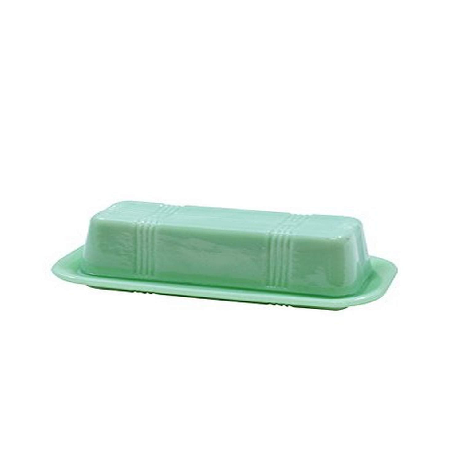 Tablecraft Hj124 Jadeite Glass Collection Butter Dish, 6.75 X 3.25 X 2.25, Green