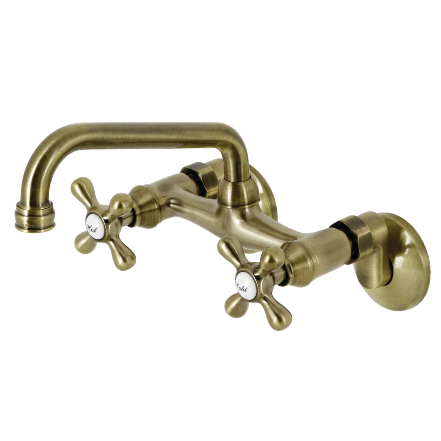 Kingston Brass KS213AB Magellan 6 Adjustable Center Wall Mount Kitchen Faucet, Antique Brass, 10.5 x 6 x 4.56