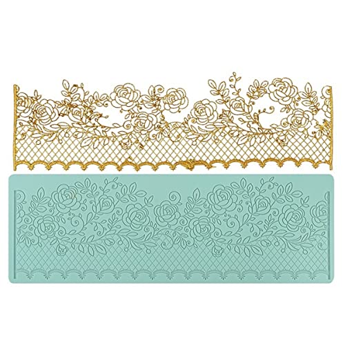 Anyana Sugar Leaf Vine Rose Edible Cake Silicone Fondant Impression Lace Mat Autumn Cake Decorating Mold Gum Paste Cupcake Toppe
