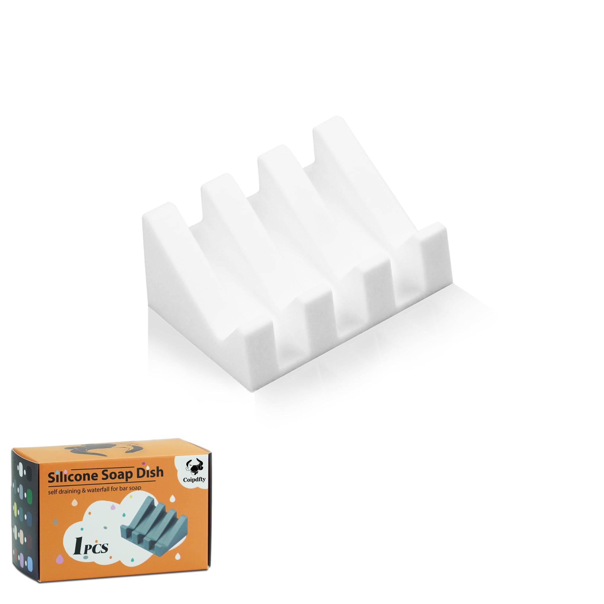 Soap Dishes, Silicone Shower Soap Dish With Drianage, Bar Soap Holder & Saver Waterfall Self-Draining To Keep Your Bar Soap Orga