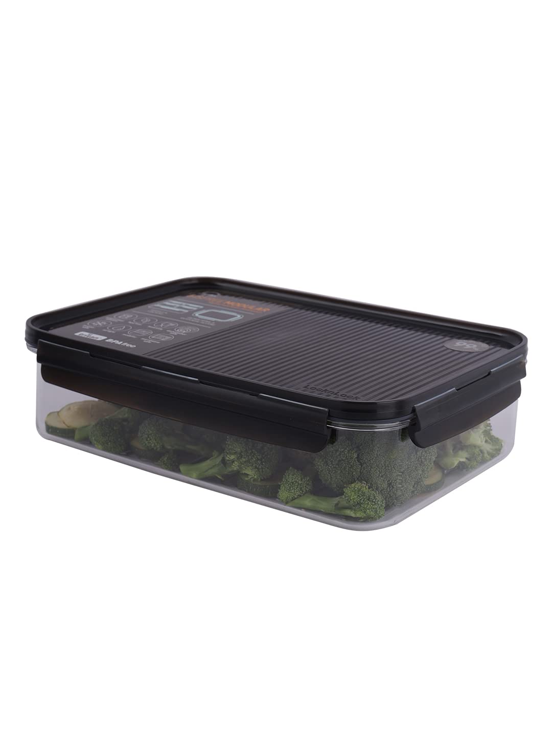 Locknlock Rectangular Bisfree Modular Food Storage Container, 2.1 Litres, 1 Piece, Transparent