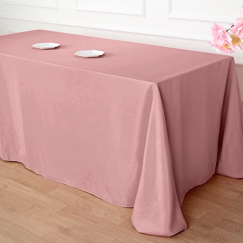 Balsacircle 90X156-Inch Dusty Rose Rectangle Polyester Tablecloth Table Cover Linens For Wedding Party Events Kitchen Dining