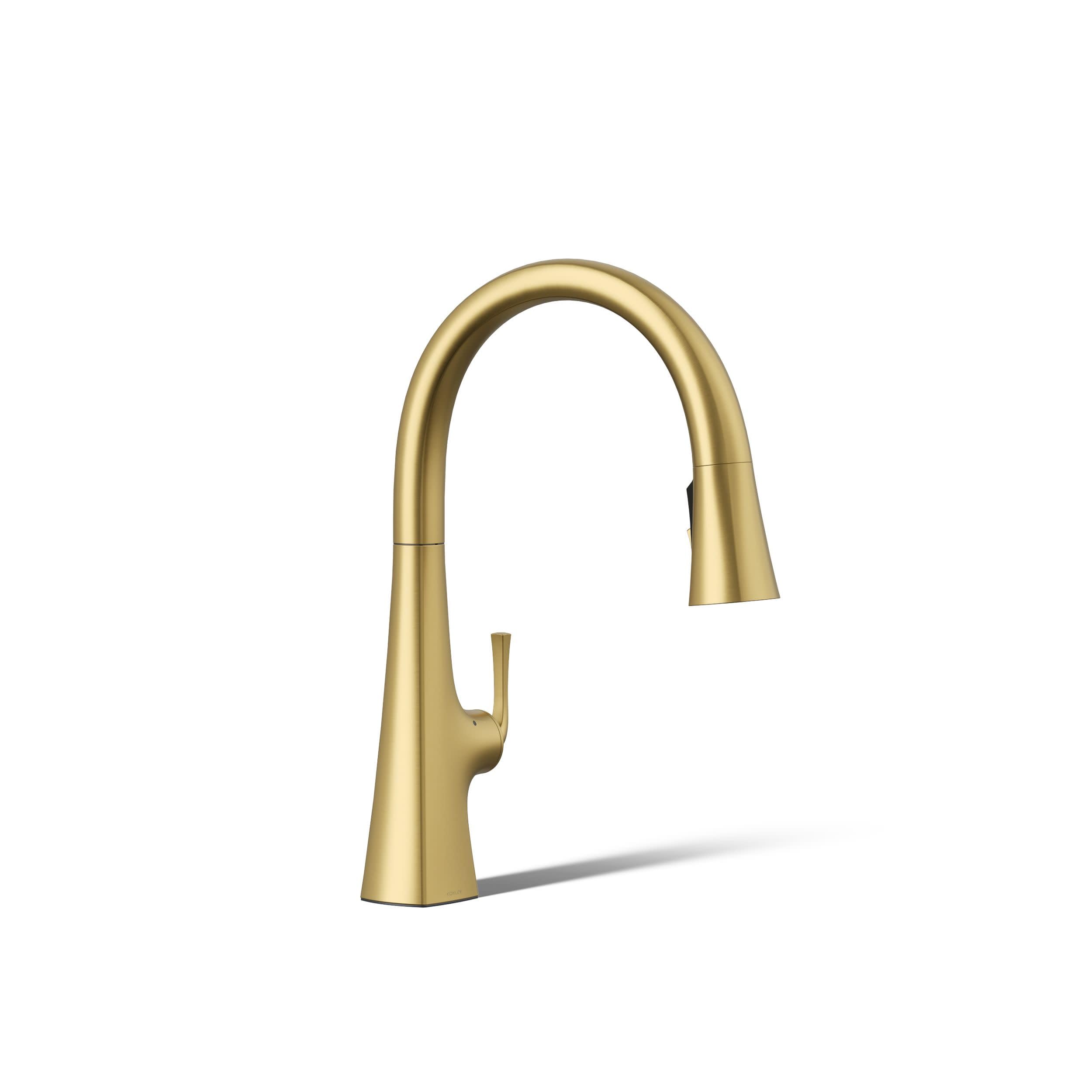 Kohler 22068-WB-2MB Graze Kitchen Sink Faucet, Vibrant Brushed Moderne Brass