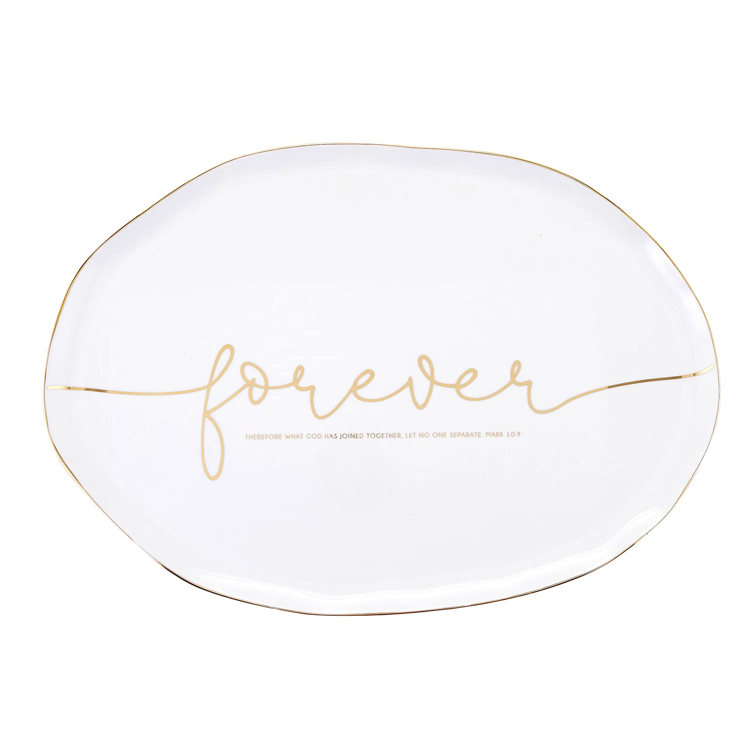 Creative Brands Faithworks-Wedding Collection Inspirational Ceramic Serving Platter, 14 X 10-Inch, Forever