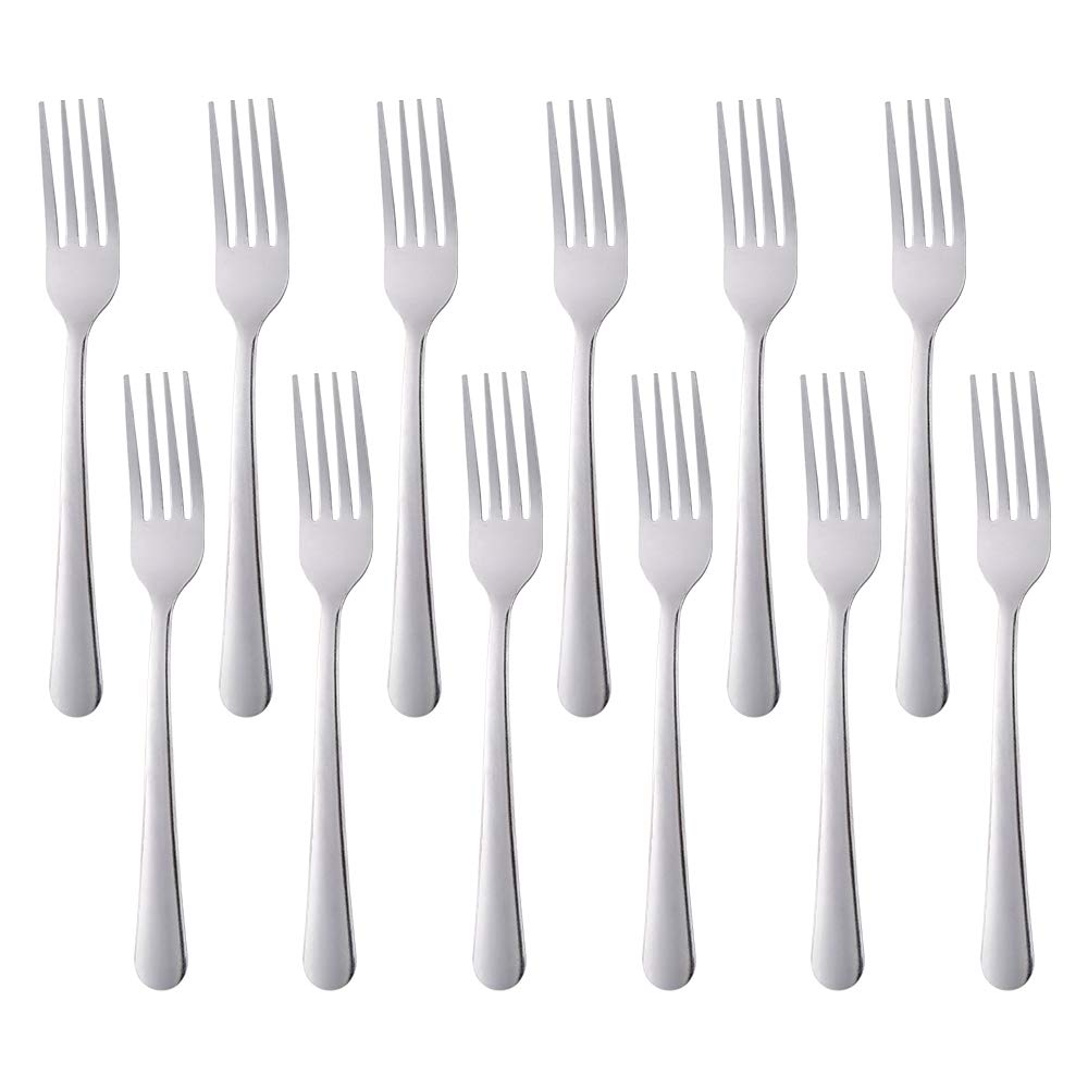 Buy&Use Dinner Forks Cutlery Set 7-Inch Salad Forks, Pack Of 12 Silver Stainless Steel Flatware