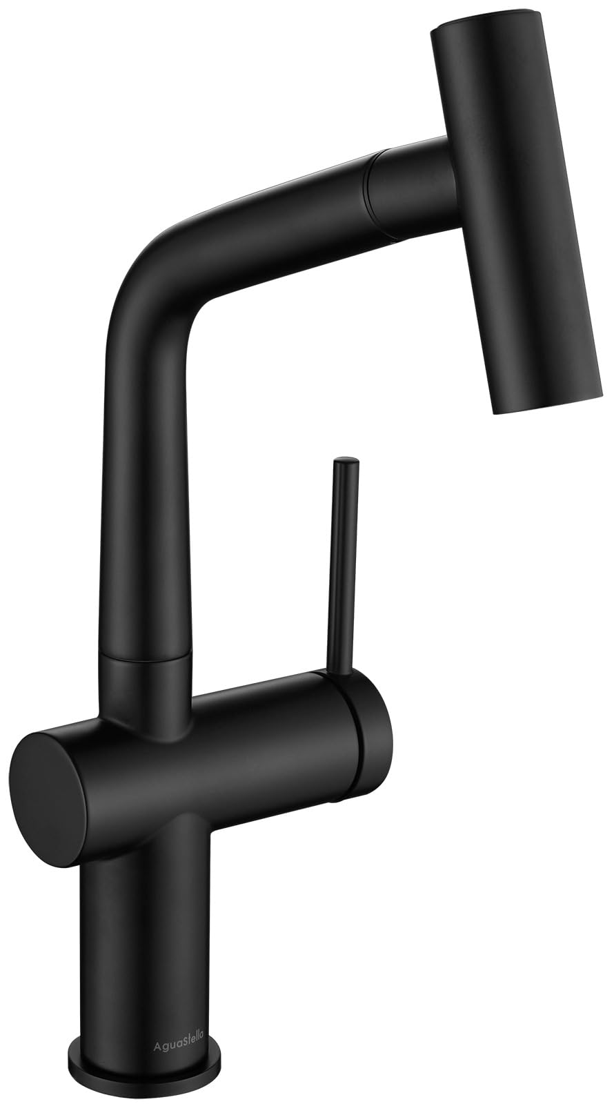 AguaStella AS06MB Matte Black Bar Faucet or Prep Kitchen Sink Faucet with Pull Down Sprayer and Single Handle