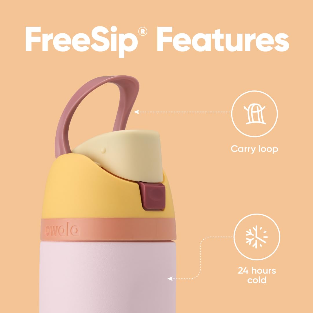 Owala FreeSip 24 oz Insulated Stainless Steel Water Bottle, BPA-Free, Candy Store Color