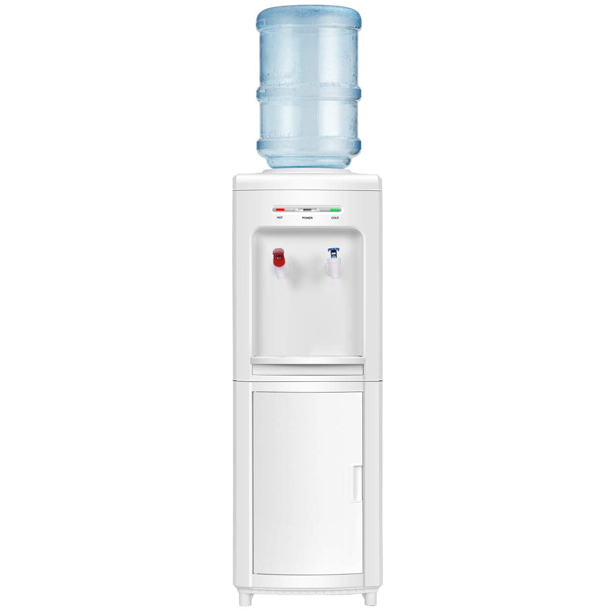 Costway Water Cooler Dispenser For 3-5 Gallon Bottle, Top Loading Hot And Cold Water Dispenser With Storage Cabinet, Child Lock,
