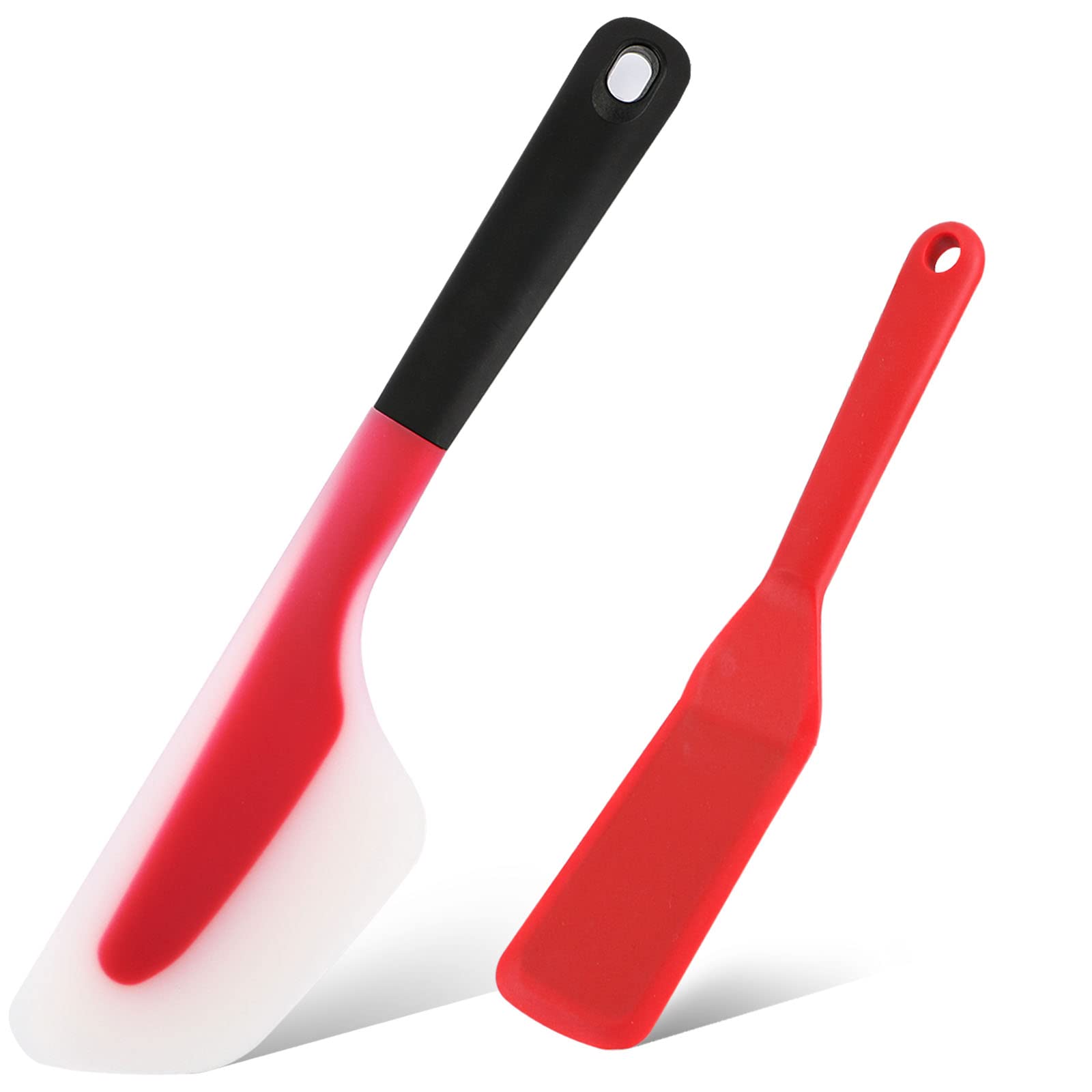 Webake Omelette Spatula Silicone Egg Spatula Turner Set Of 2, Long Crepe Spatula Heat Resistant Cooking Spatula Non Stick Pancak