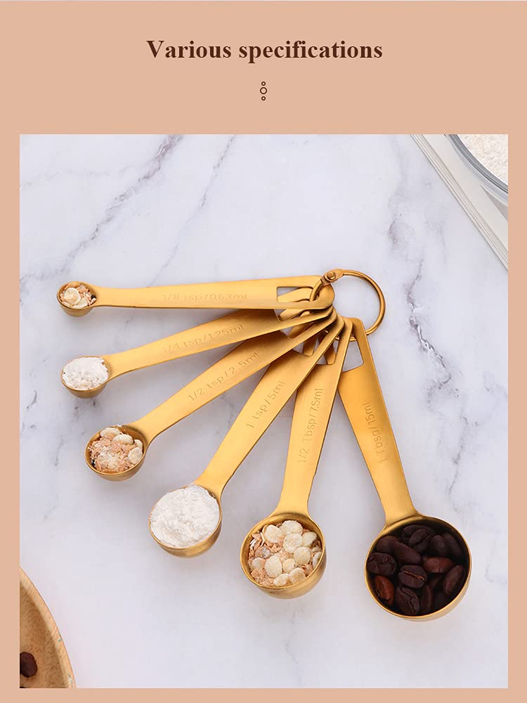 Qiboorun 6Pcs Measuring Spoons Set, Premium Heavy Duty 18/8 Stainless Steel Metal Spoon, Tablespoon And Teaspoon, For Accurate M