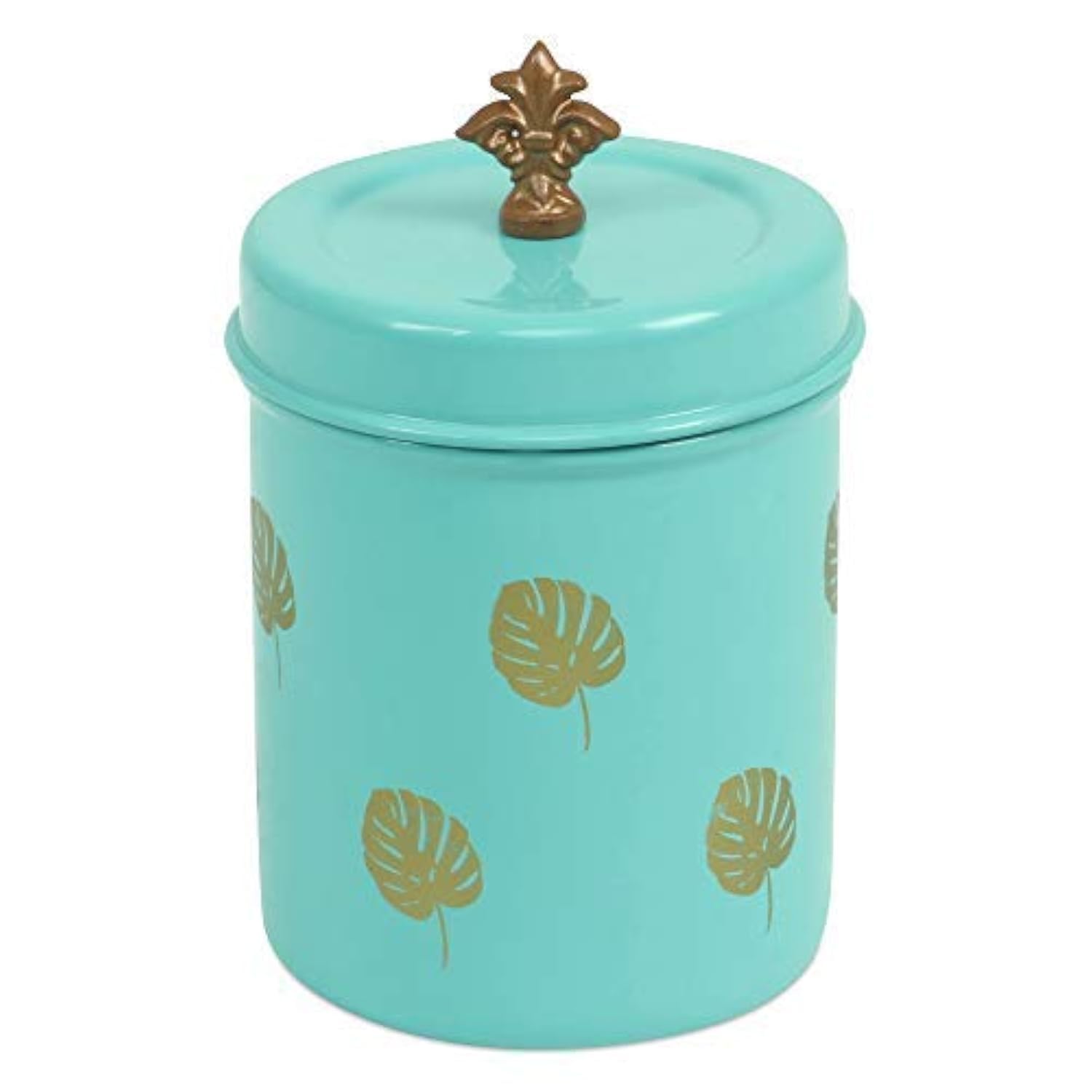 Elan Stainless Steel Food Storage Canister,800Ml,Cookies Box,Kitchen Staples Storage Jar-Leaf Print -Aqua Color
