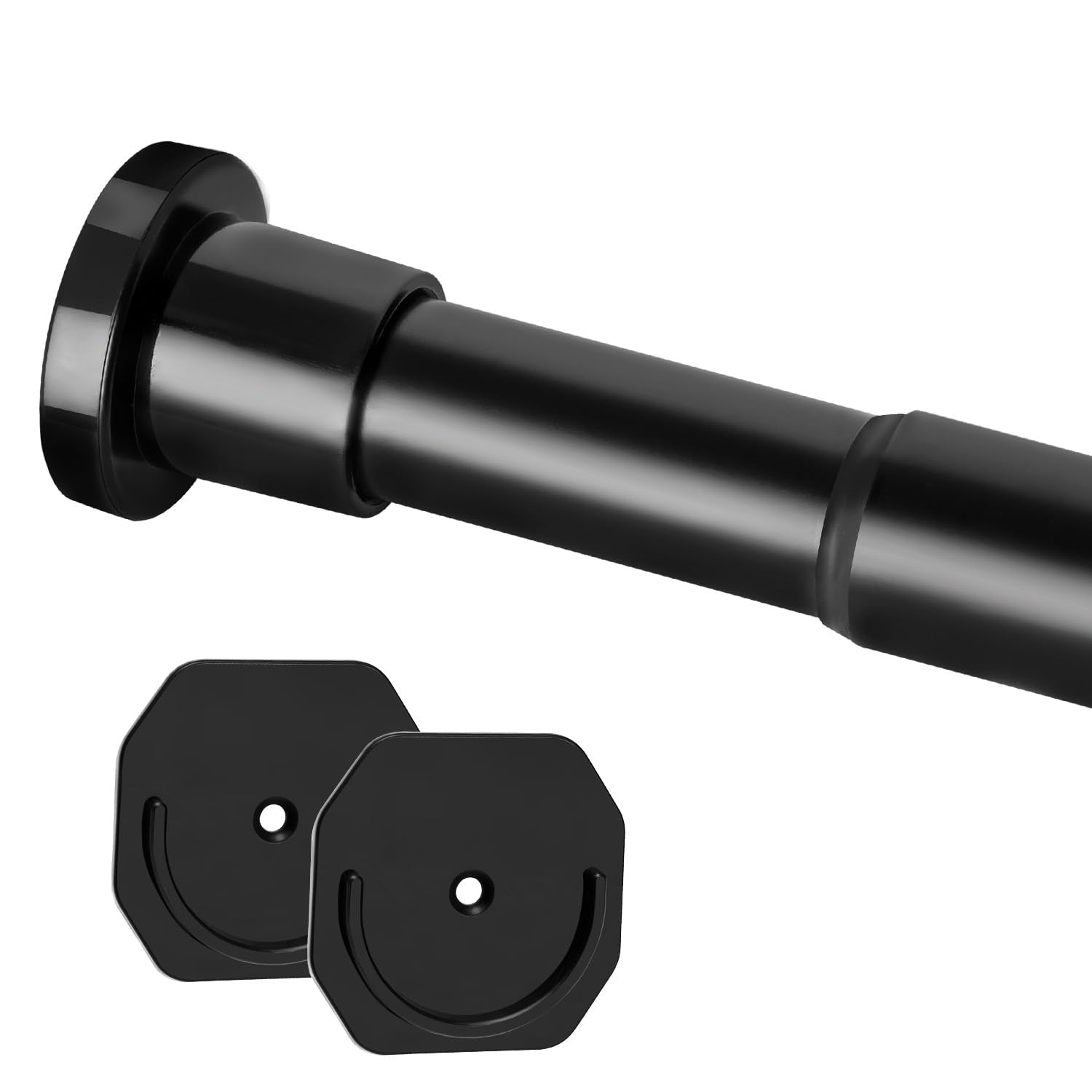 Closet Rod - 30-74 Inches, No Drilling Closet Rod Extender Hanging - Matte Black Adjustable Clothes Hanging Bar, For Closet, Bat