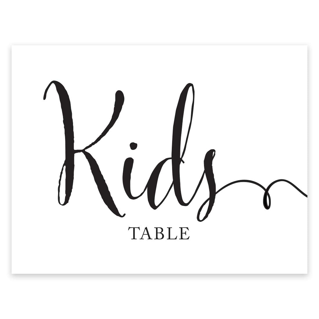 Andaz Press Wedding Party Signs, Formal Black And White Print, 8.5X11-Inch, Kids Table Sign, 1-Pack, For Company Holiday Parties