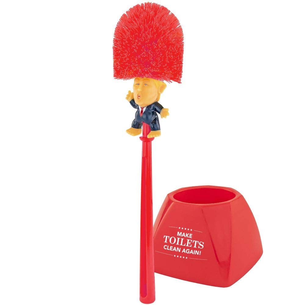 Fairly Odd Novelties Donald Trump Toilet Bowl Brush Make Toilets Clean Again Holder - Perfect Elephant Novelty Gag Political Gif