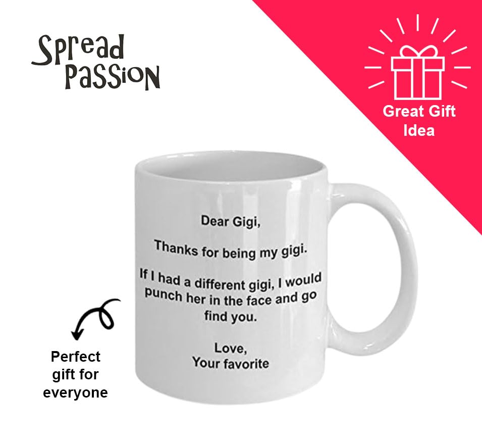 SpreadPassion - Dear Gigi Coffee Mug - Ceramic Hot Cocoa Coffee Mug - Best Gift Idea on Christmas, Anniversary, and Birthday - N