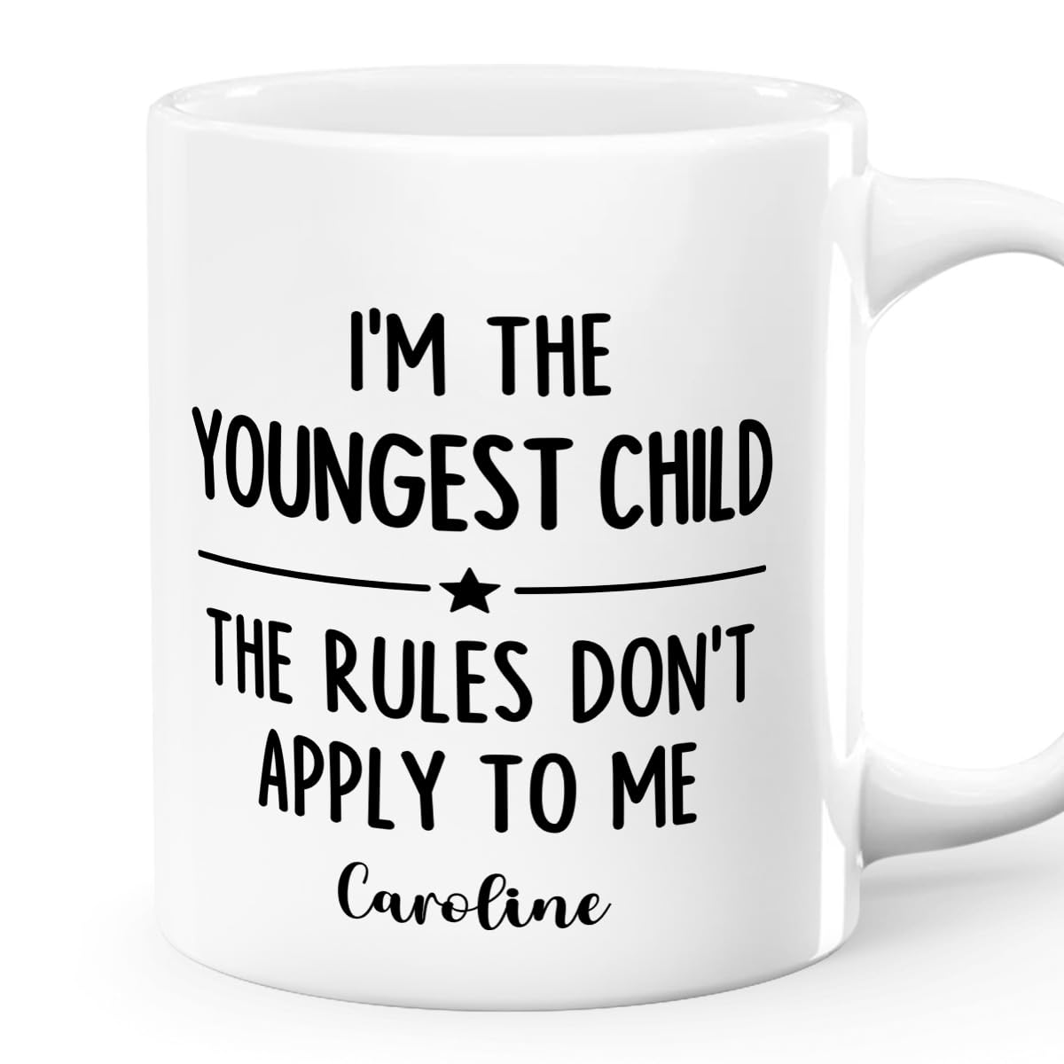 Joymade  Personalized Funny Oldest Middle Youngest Child Mug for Brother Sister Family, Who Makes The Rules Mug