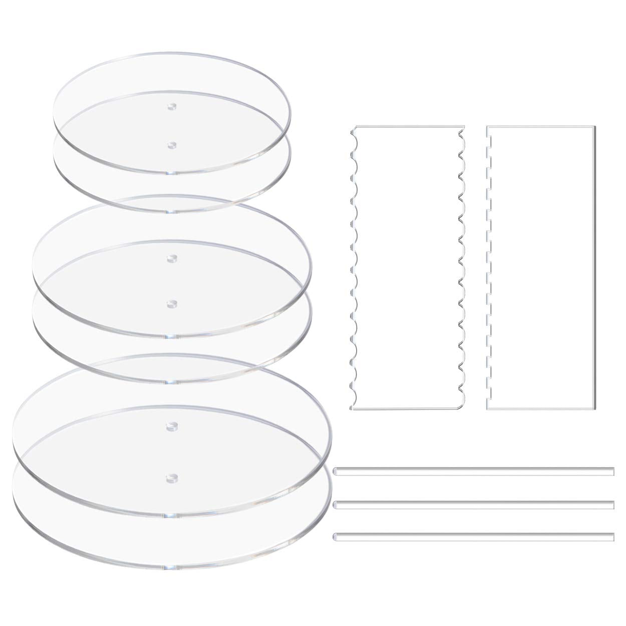 Eamate Acrylic Cake Discs Set - Round Buttercream Cake Decorating Tools With 6 Acrylic Discs(2 Each Of 6.25   , 8.25   , 10.25''