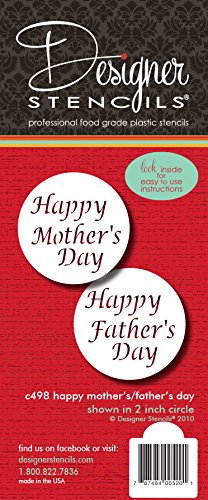 Designer Stencils Happy Mother'S And Father'S Day Cookie Stencil Set, Beige/Semi-Transparent