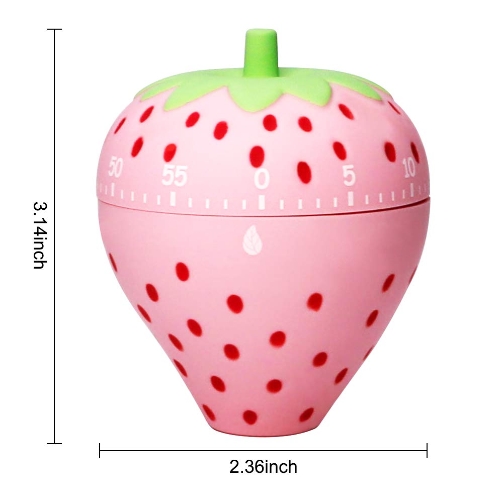MonLiya Cute Fruit Cookie Kitchen Timer - Strawberry Mechanical Alarm, Plastic Design for Home Decor