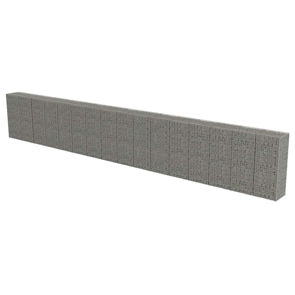 vidaXL Gabion Wall, Gabion Basket Post for Outdoor Garden Patio Privacy Protection, Gabion Wall with Covers, Rock-Stone Wall, Galvanized Steel-New Condition