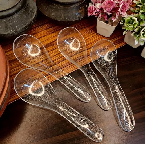 Vemlons Transperent Serving Spoon Long Handled Serving Spoon Acrylic Tableware (Set Of 4)