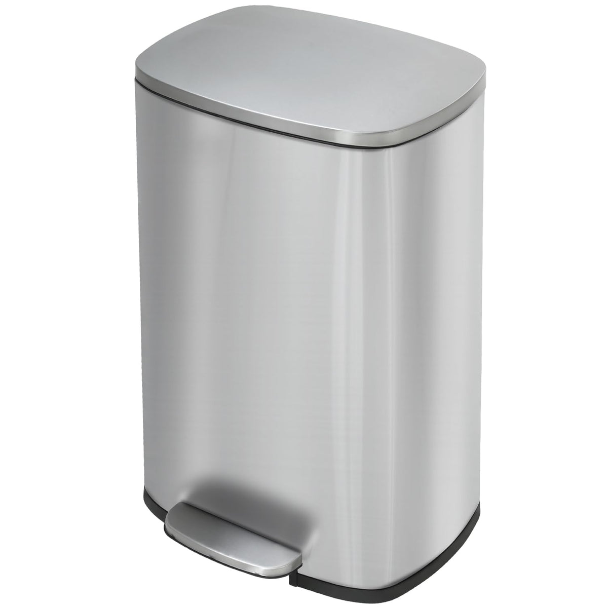 Paylesshere 13 Gallon (50L) In Home Recycling Bin Kitchen Stainless Steel Recycling Bin With Lid Removable Inner Bucket Foot Ped