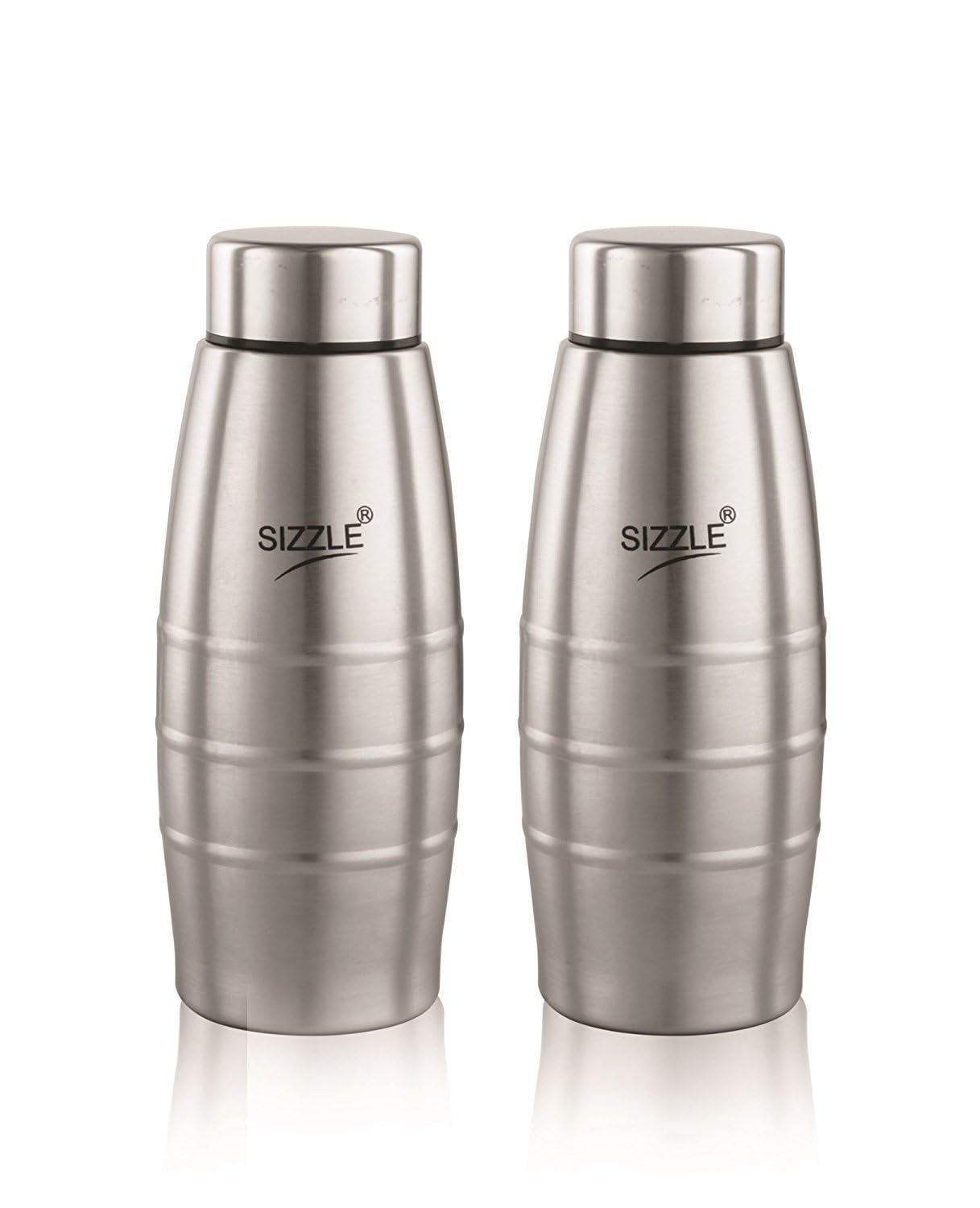 Sizzle Stainless Steel Water Bottle, 450Ml, Set Of 2, Silver