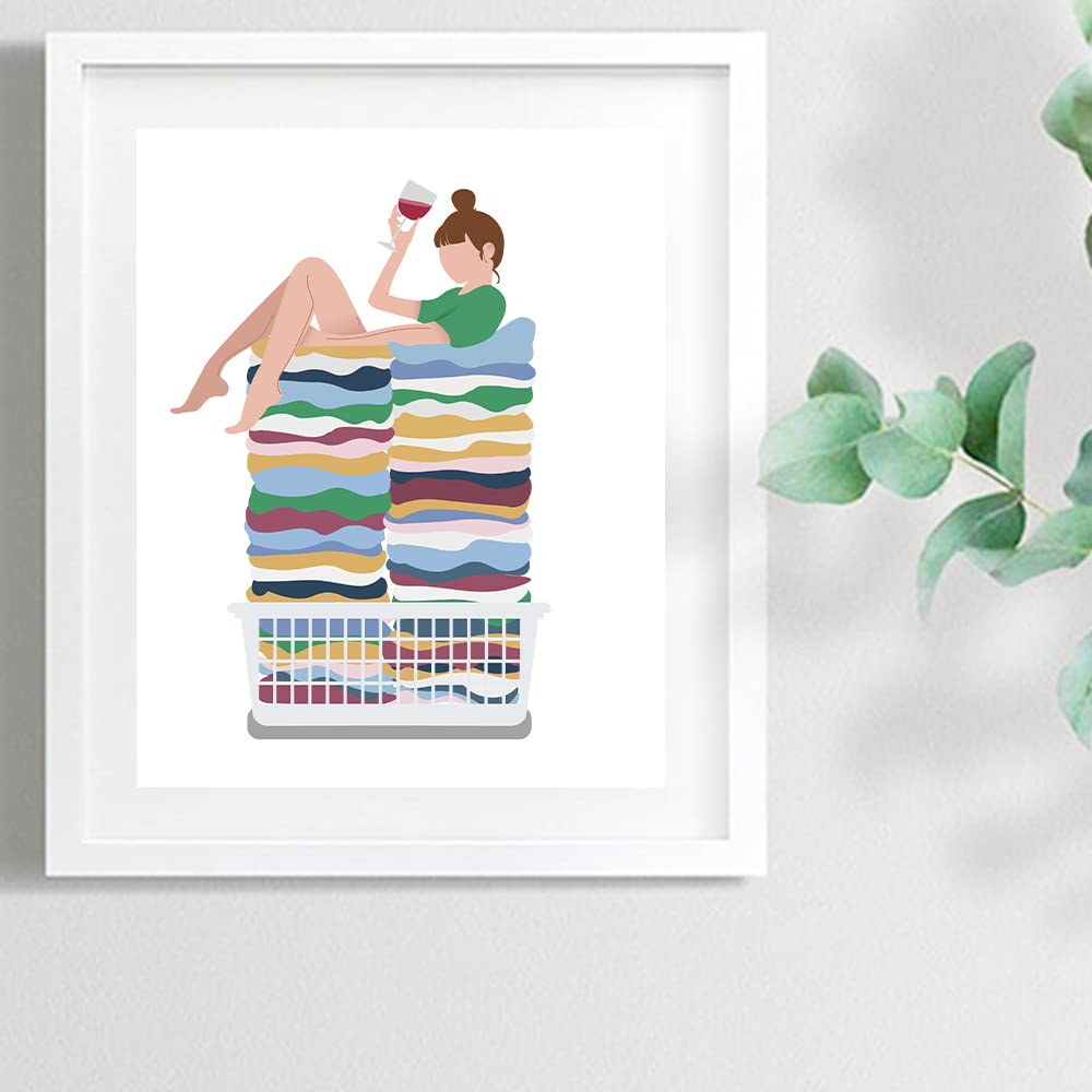 Suuura-Oo Laundry Room Wall Art Decor Prints Set Of 4(8''X10'' Unframed), Creative Illustration Laundry Room Rules Humorous Laun
