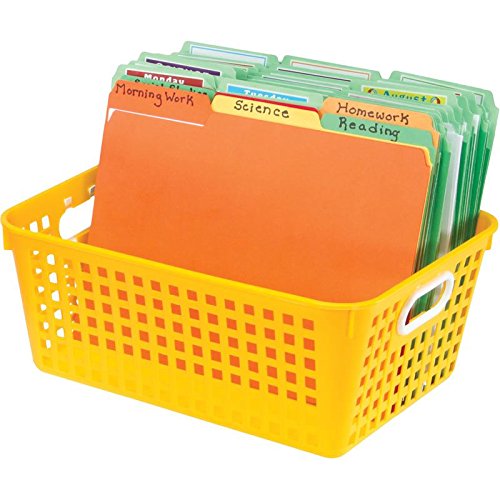 Really Good Stuff Large Plastic Book Baskets, 13?'' By 10'' By 5?'' - Single, Neon Blue | Classroom Library Organizer, Toy Stora