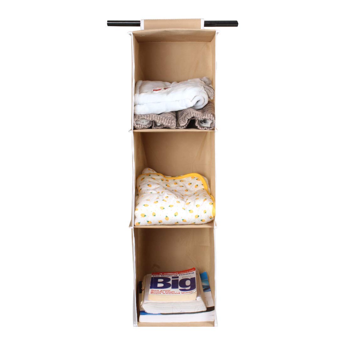 Hemjex 3 Shelf Foldable Hanging Closet Organizer Wardrobe For Regular Garments, Shoes Storage Cupboard, Collapsible Hanging Clos