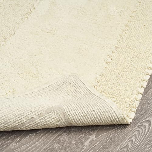 Laura Ashley Ruffle Border 100% Cotton Bath Rug Set, Yellow, 17'' X 24''/ 20'' X 32''