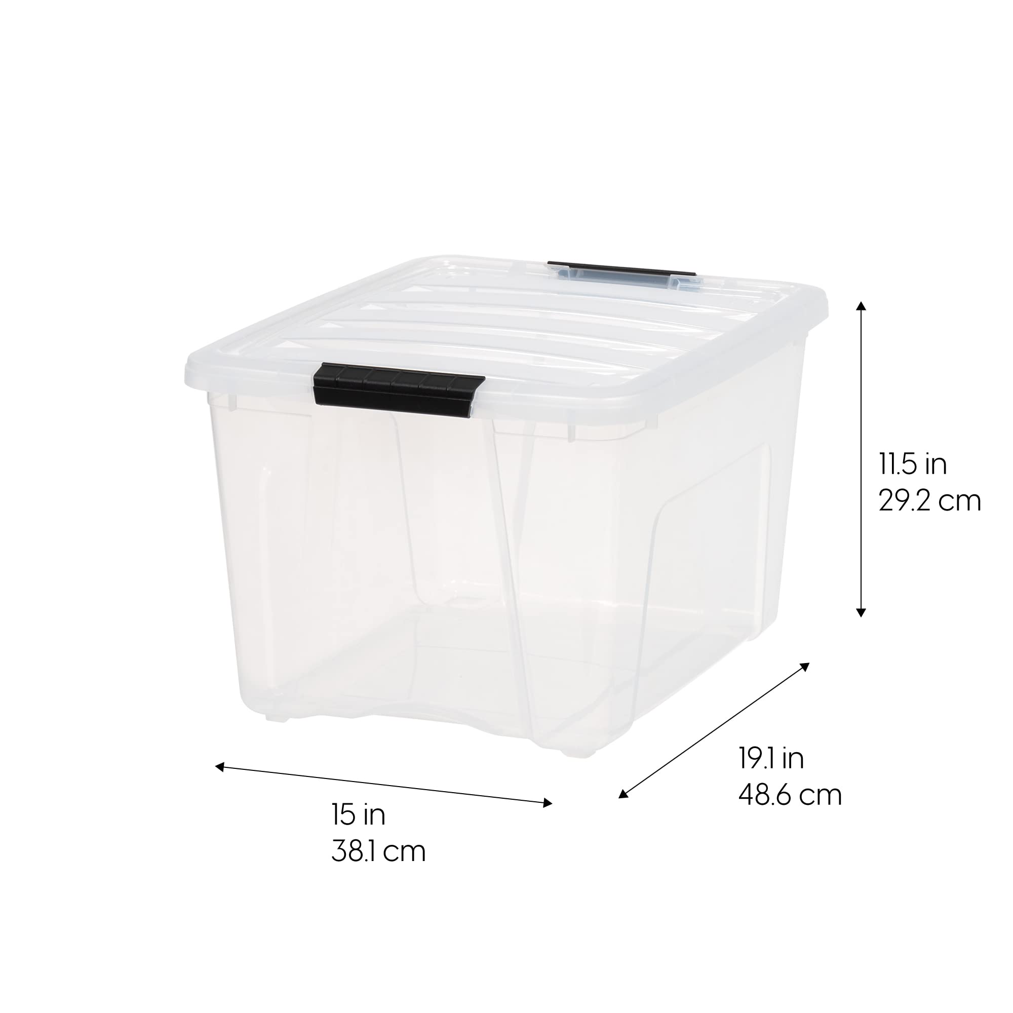 IRIS USA 40 Qt. Plastic Storage Container Bin with Secure Lid and Latching Buckles  6 pack - Clear  Durable Stackable Nestable Organizing Tote Tub Box Sports General Organization Medium