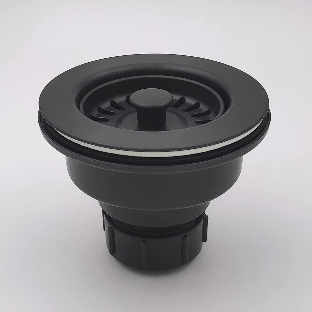Eadot 3-1/2 Inch Polymer Black Kitchen Sink Drain Assembly With Basket Strainer And Stopper, Kitchen Drain Basket Strainer For G