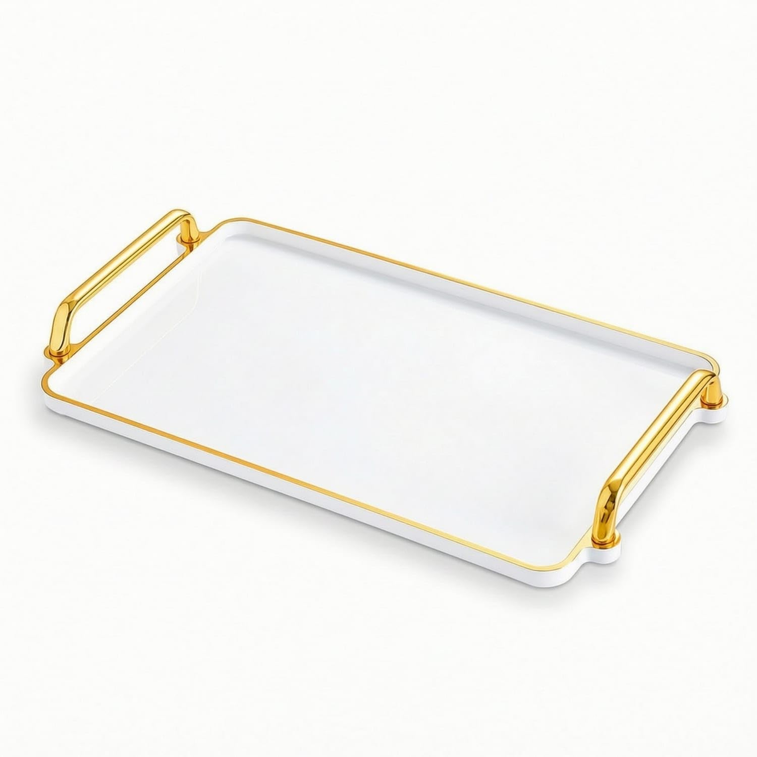 Glossy Serving Tray With Handles Lightweight Decorative Tray With Handles Easy To Clean Modern For Home Decorators, Hosts, Coffe