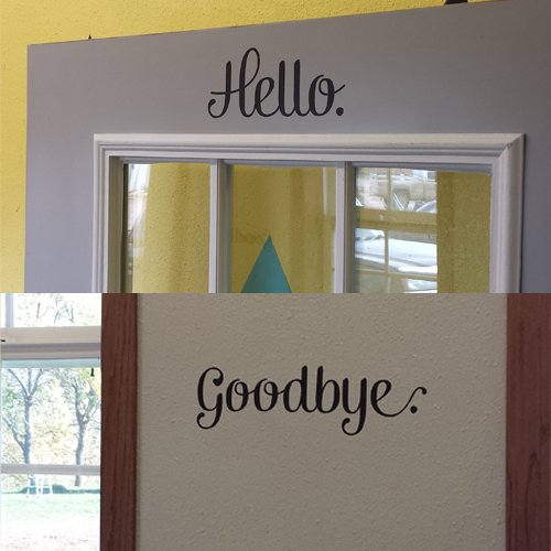 Wall Decor Plus More Wdpm3264 Hello Goodbye Quote Wall Decal Art For Entryway, 23 X 4.5-Inch, Chocolate