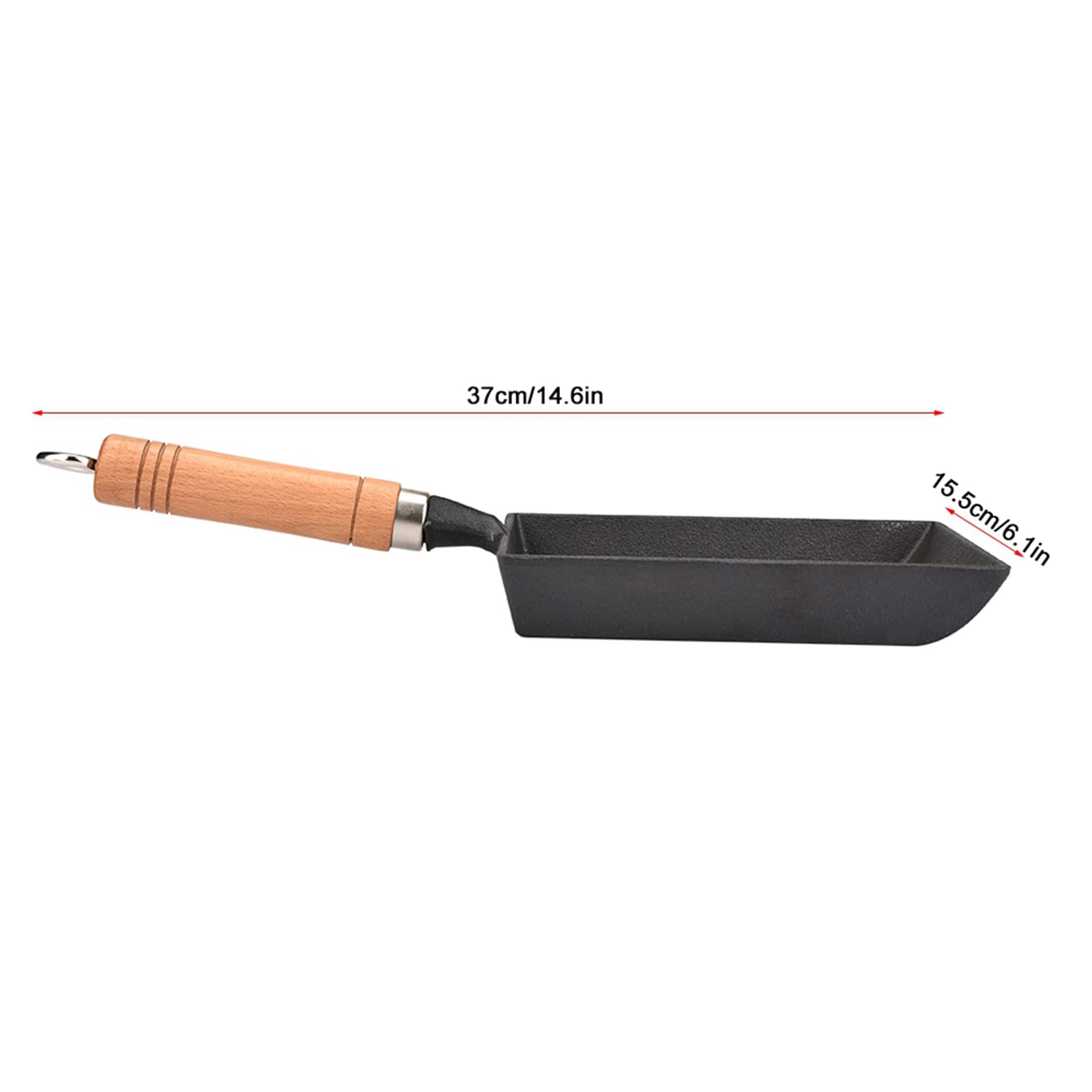 Cast Iron Skillet Tamagoyaki Pan Japanese Omelette Pan Rectangle Frying Pan Non-Stick Egg Pan Grill Pan Wooden Handle Cast Iron