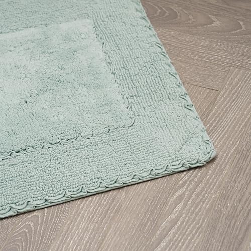 Laura Ashley Ruffle Cotton 20'' X 34'' Bath Rug, Aqua