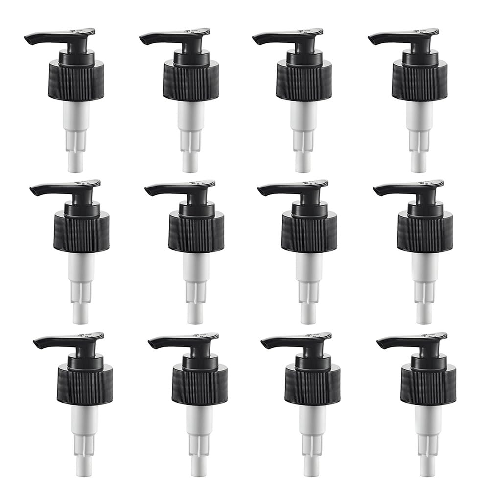 12 Pcs Black Plastic Soap Dispenser Pump Replacement Lotion Pump Heads for 24/410 Threaded Neck Bottles Compatible with Soap Lot