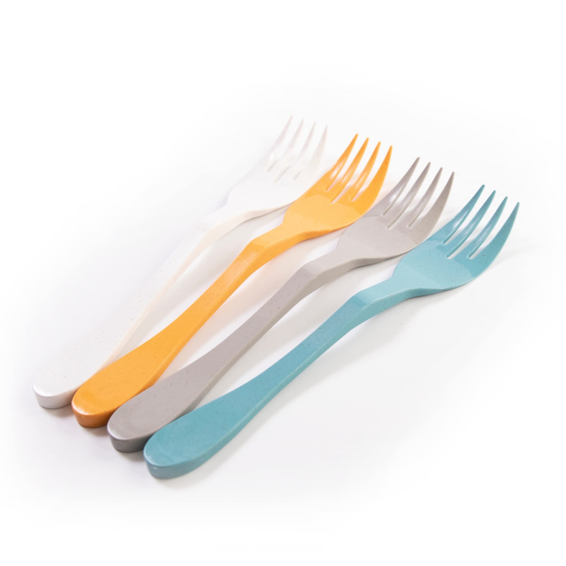 Eco Fork Open Stock, Bulk 12 Piece Set, White Reusable Bamboo