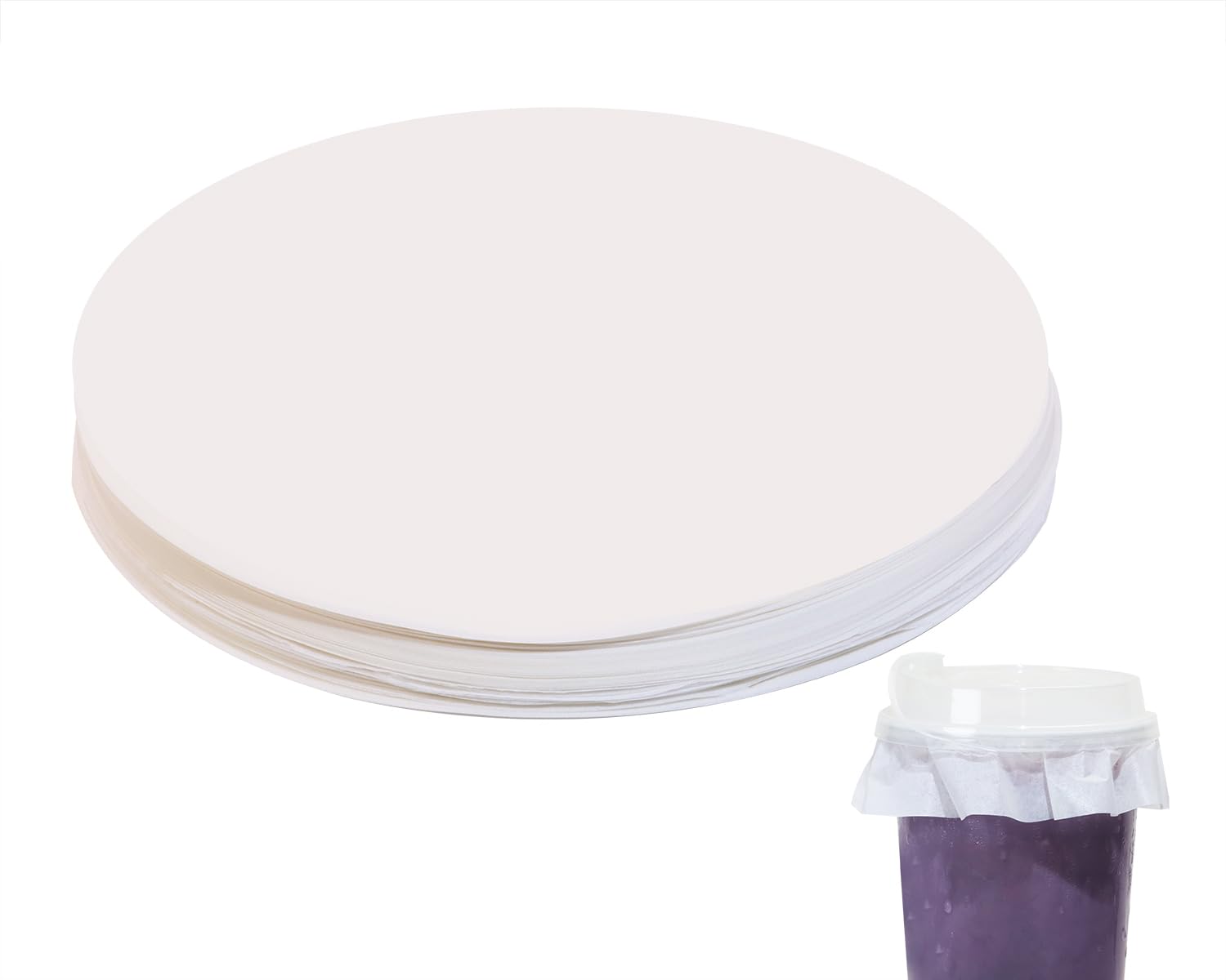 Onlykxy White Leak-Proof Cup Cap Lid Liners Round Sealing Paper Pads Waterproof Spill Proof Paper For Plastic Drink Cup Milk Tea