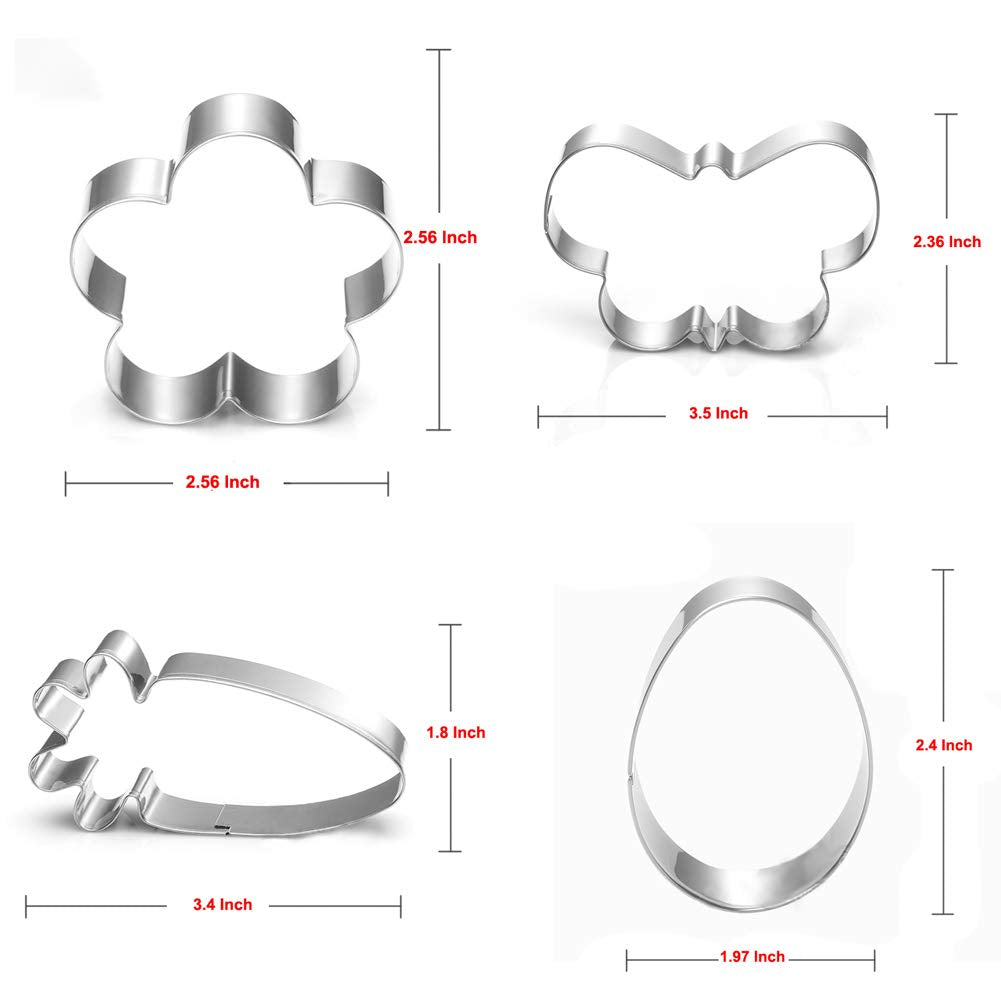 Easter Cookie Cutter Set - 7 Piece - Egg, Carrot, Bunny, Flower, Chick, Bunny Face And Butterfly
