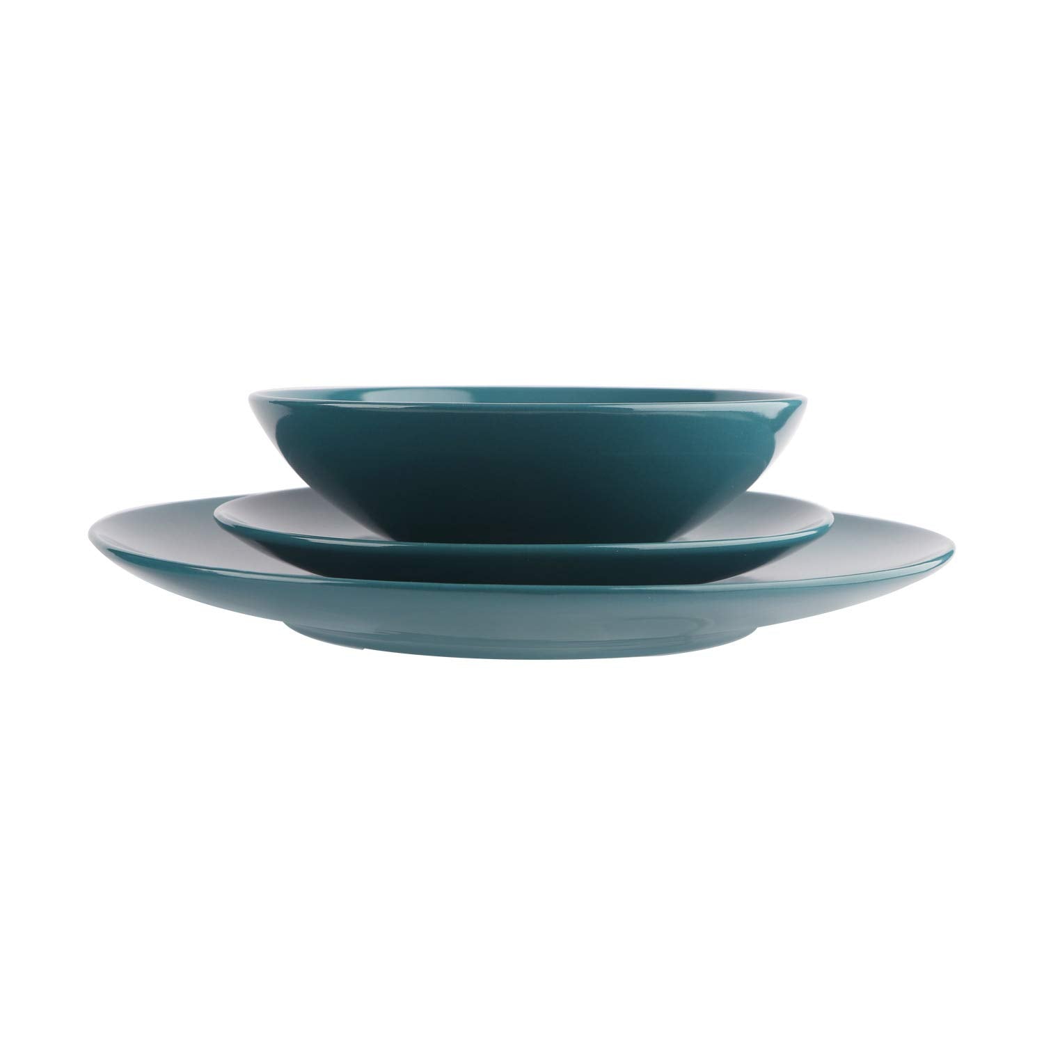 Amazon Basics 18-Piece Stoneware Dinnerware Set - Deep Teal, Service for 6
