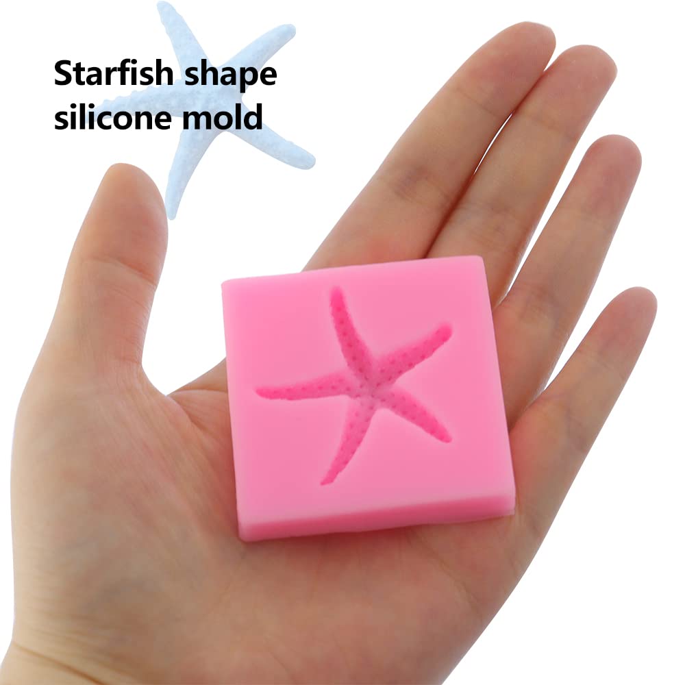 JOGILBOY 3D Starfish Silicone Mold - 2 Pieces, Pink, 0.1 Size, Ideal for Fondant, Jelly, Chocolate, Cake Decoration and Soap Making