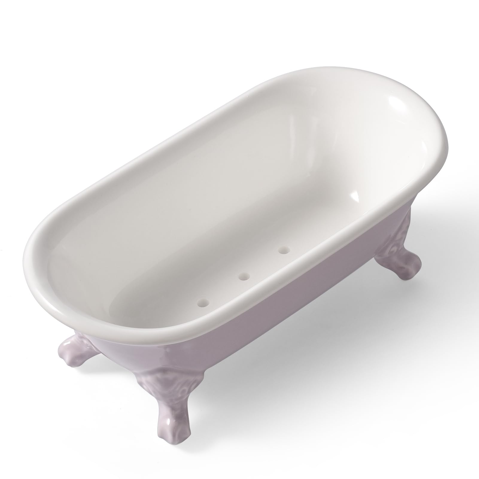 Clawfoot Bathtub Decortative Ceramic Soap Dish Holder Shower Bar Soap Tray For Bathroom Or Kitchen,1 Pack (Lavender)